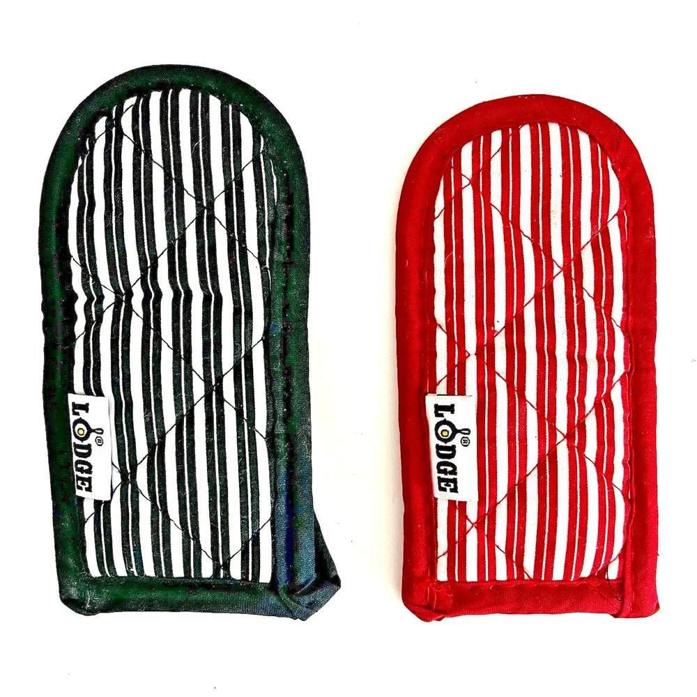 2 LODGE Hot HANDLE HOLDERs Heat Resistant Silicone Lined insulated Grips